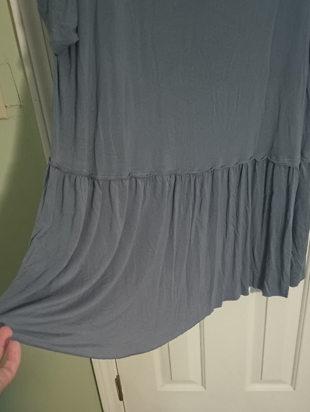 Zenana Outfitters Dusty Blue Short Sleeve Peplum Tunic - Picture 5 of 6